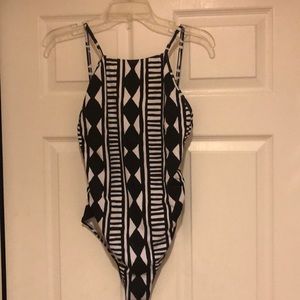 Black and white one piece bathing suit